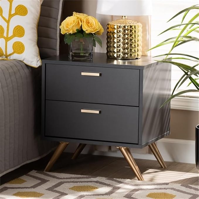 Grey and gold nightstand – A stylish and functional furniture piece, perfect for any modern home.