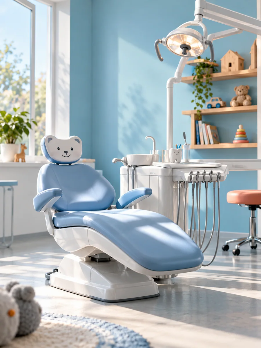 Bright paediatric treatment room with a small chair