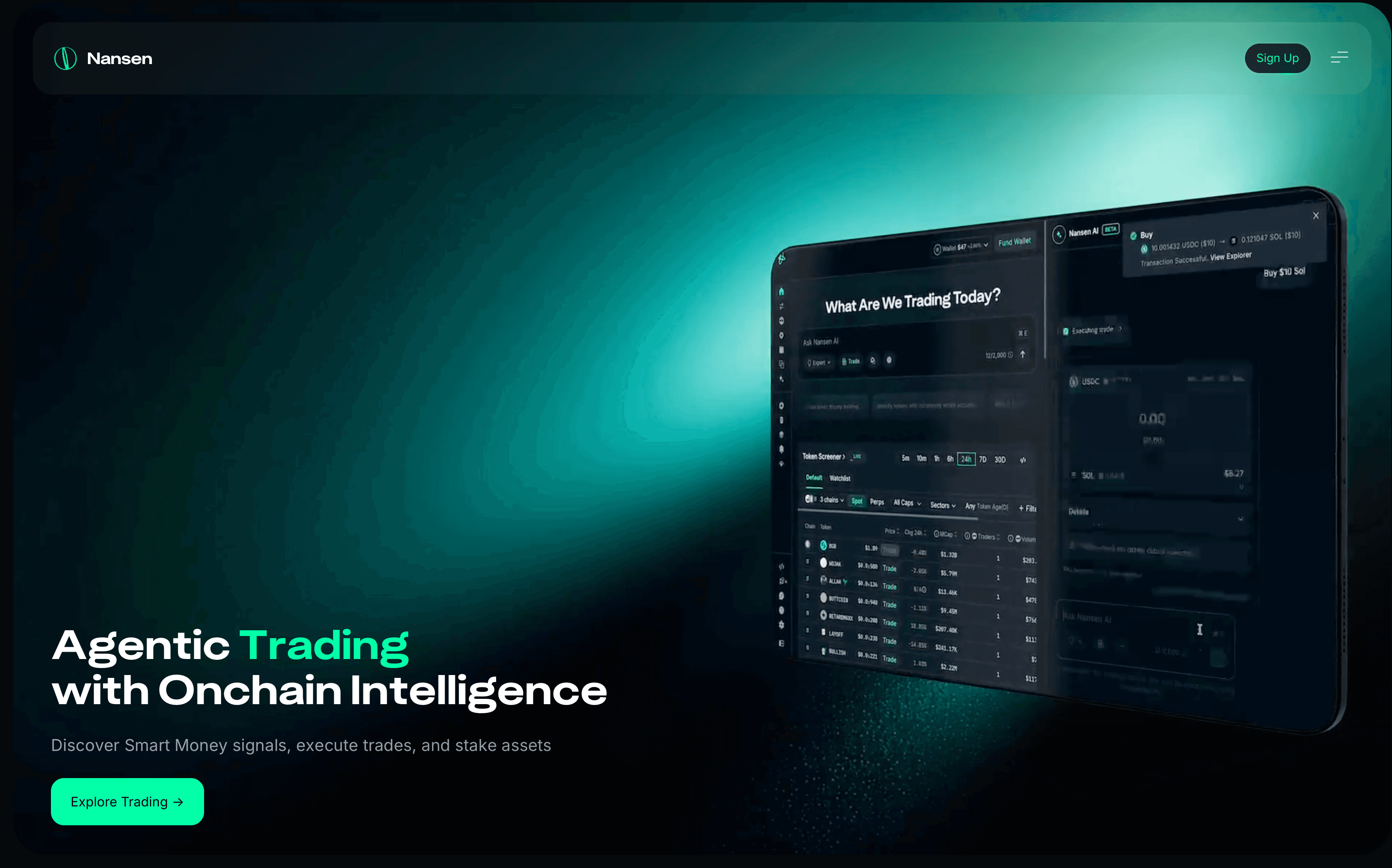 Nansen crypto wallet analytics platform homepage
