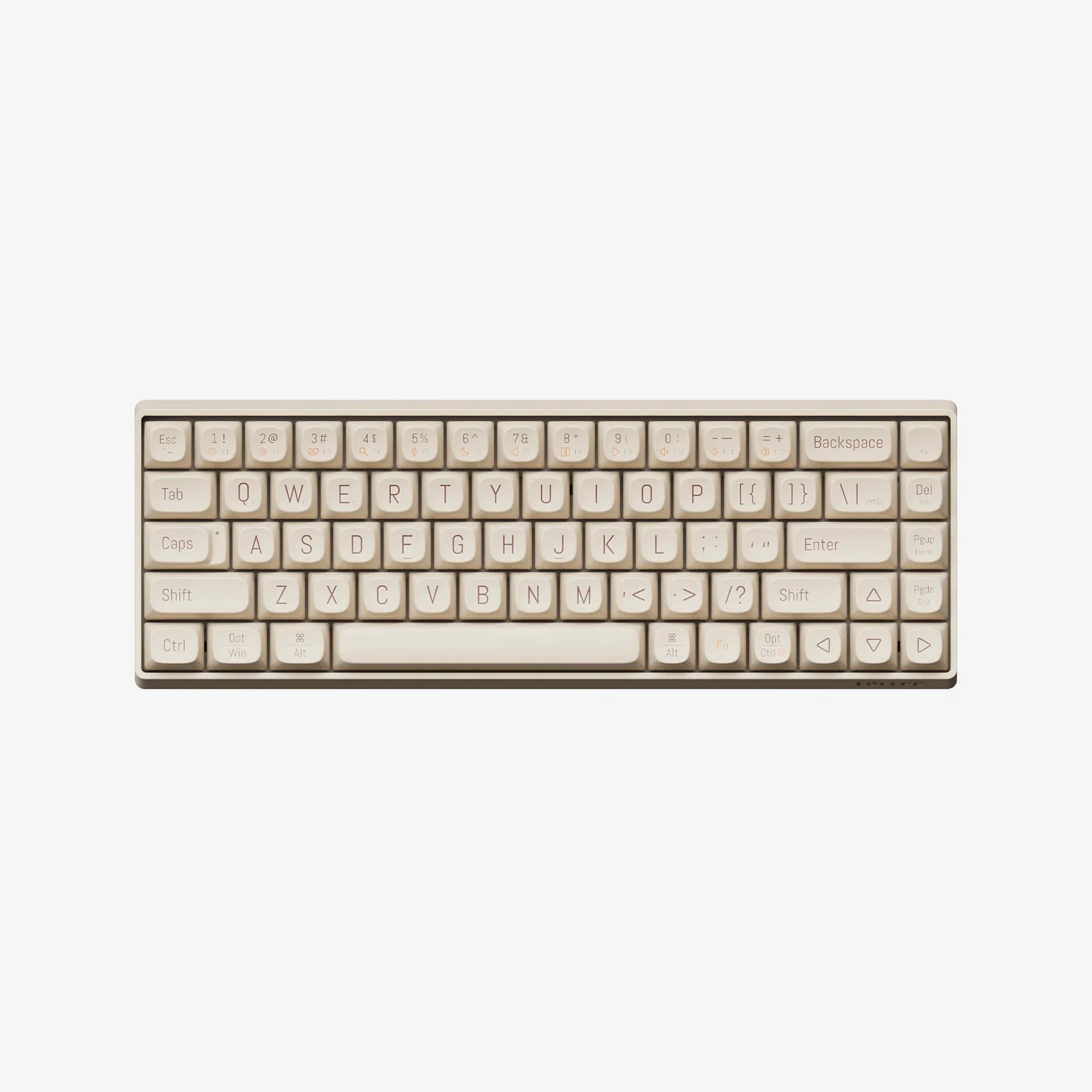 Lofree Touch Tofu68 mechanical keyboard in cream beige with soft rounded keycaps, shown from above.