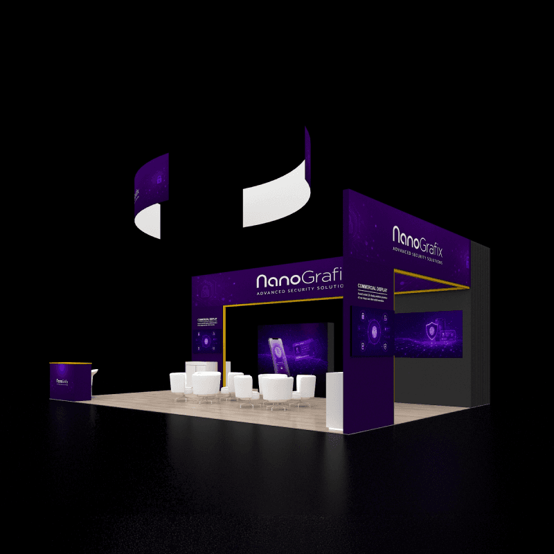 20x30 renewable energy demo booth for battery systems and customer conversations