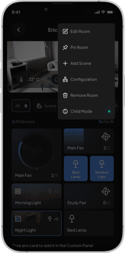 Child Mode indication & switch