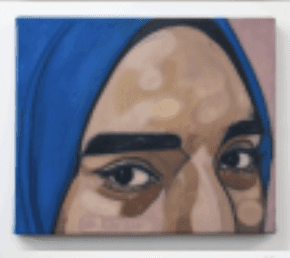 herd of sheep on road painting