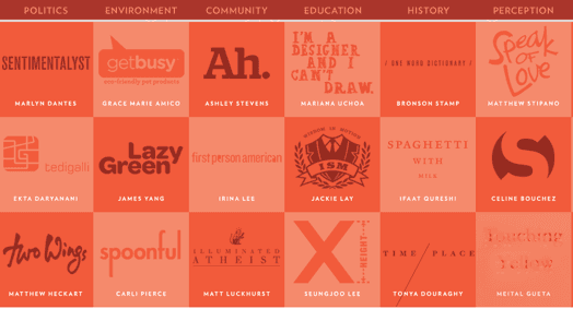 website design with typography and phrases