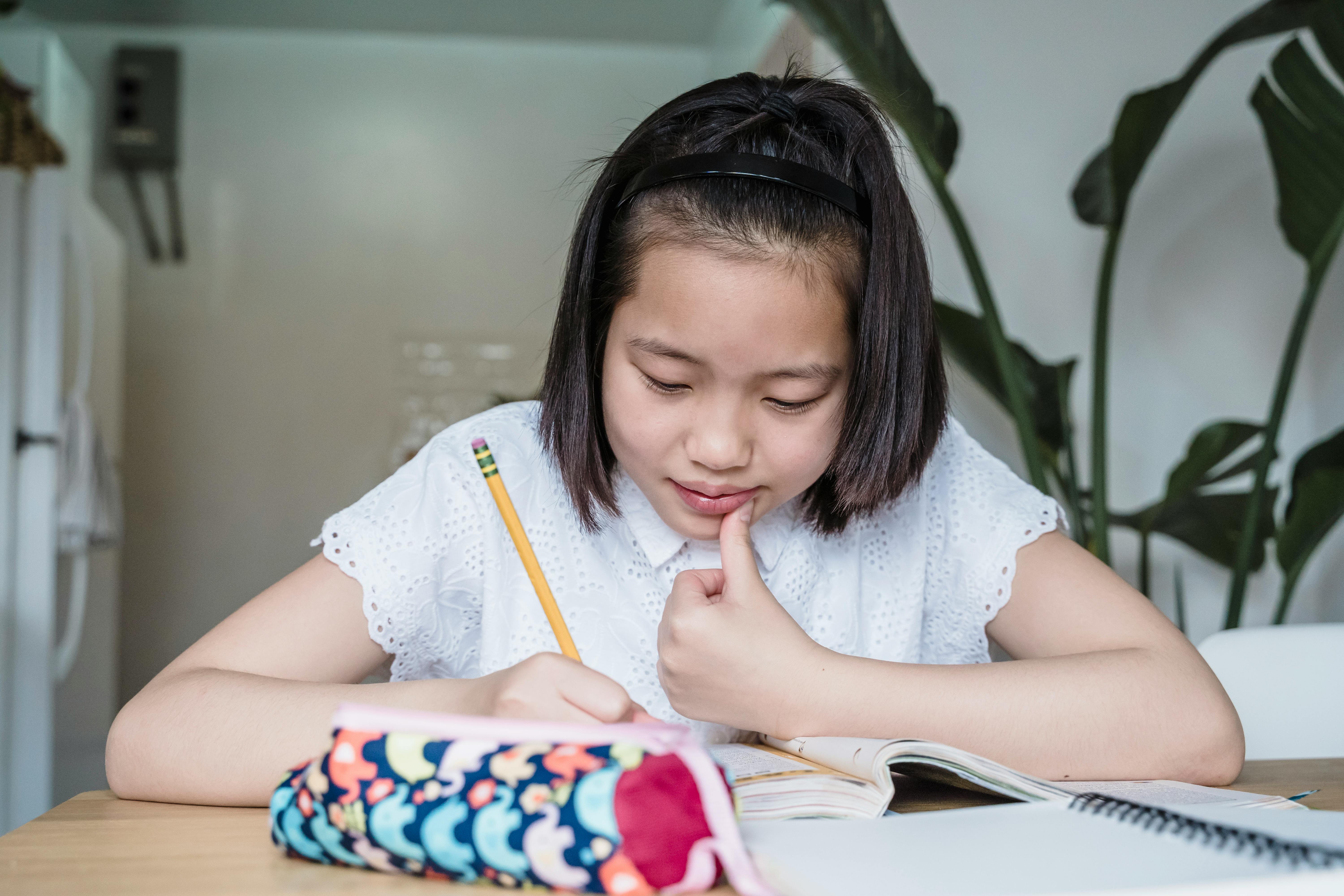 Girl doing her homework