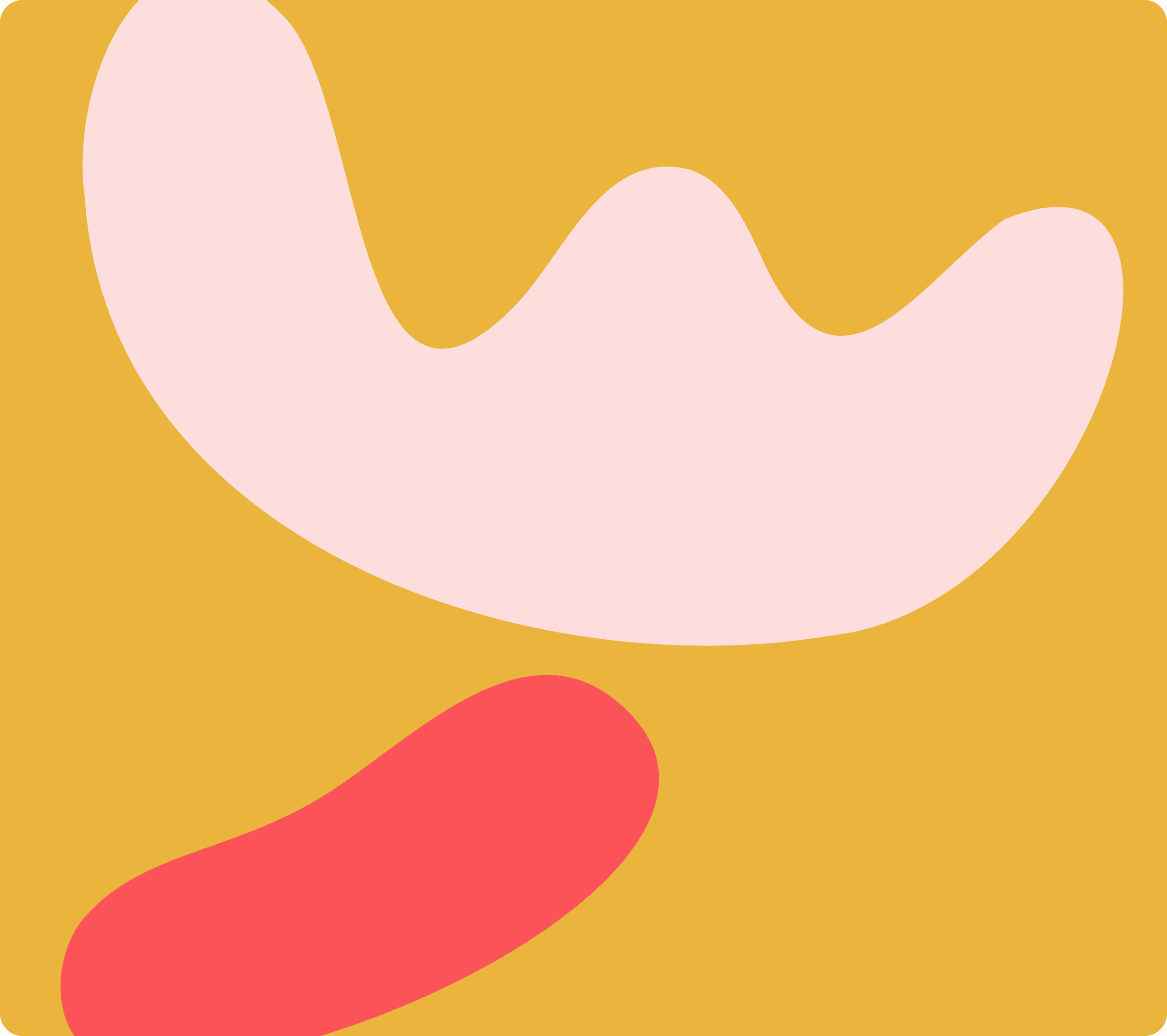 Pink and red organic shapes on a gold background