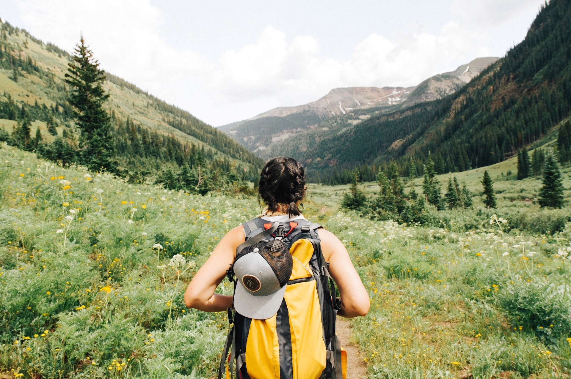 adventurous girl hiking