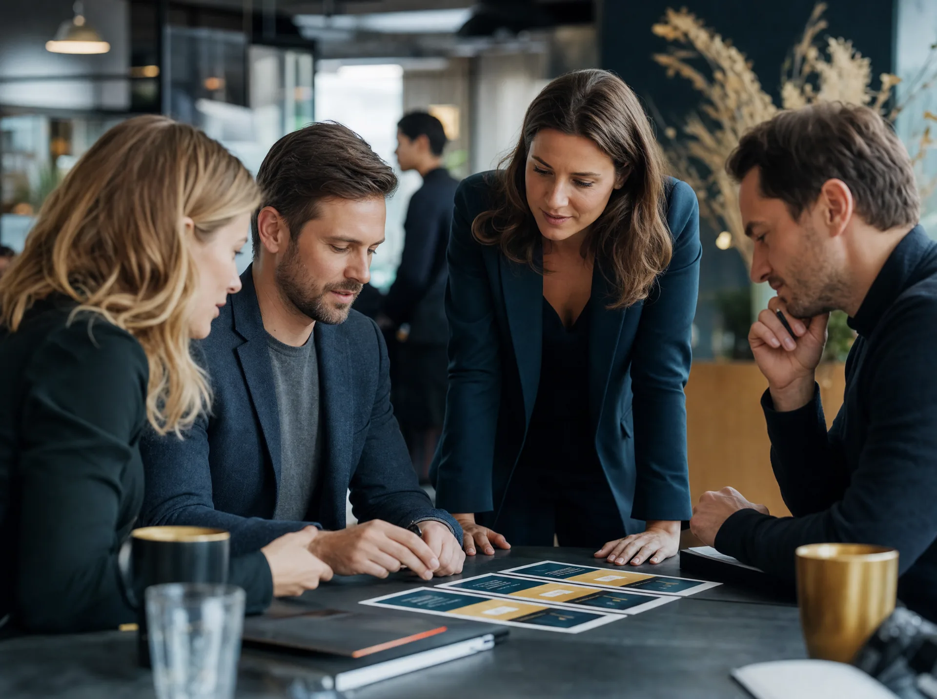 Produktteam positioniert ein Glasfaserprodukt (KI-generiert)