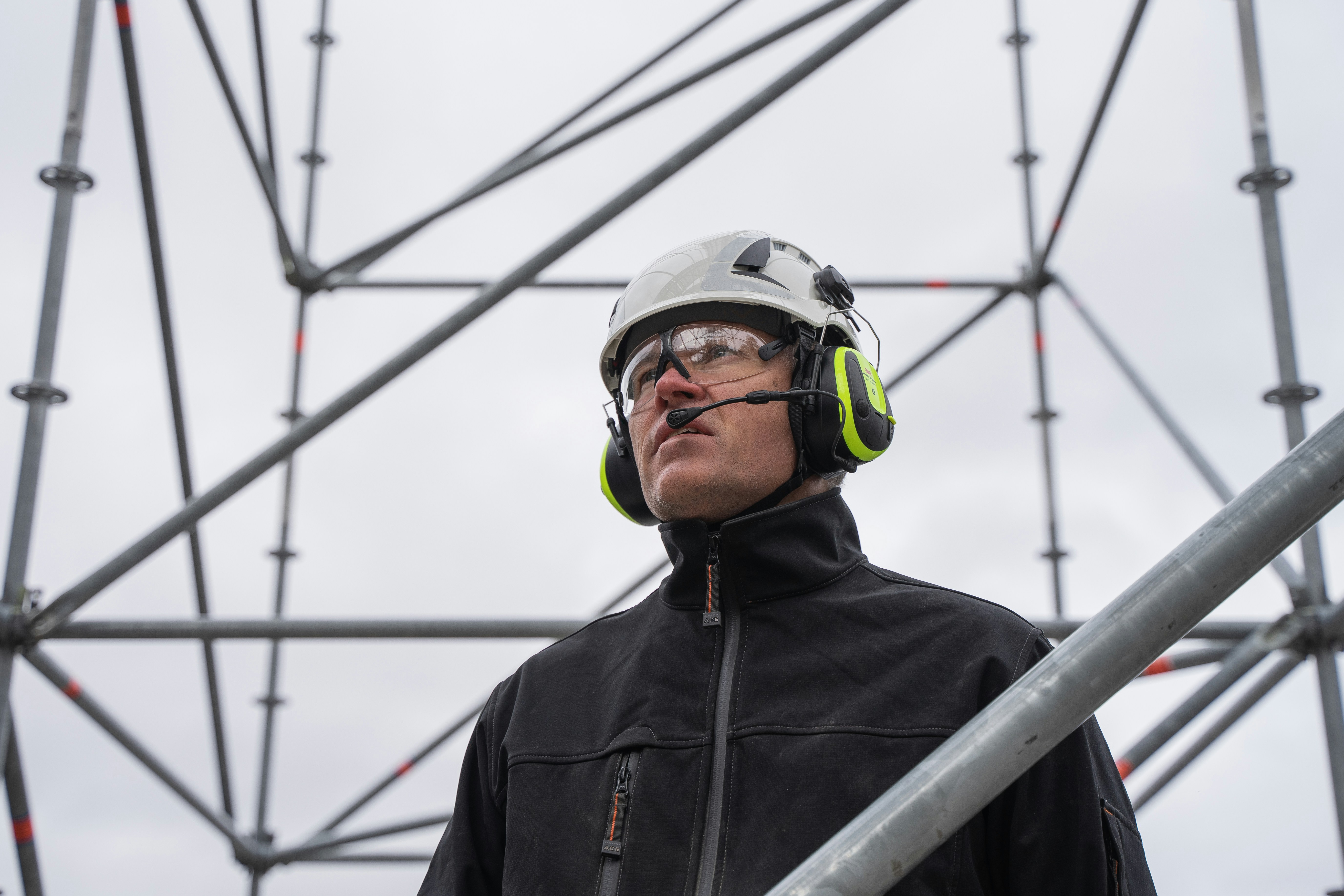 a man wearing a helmet and goggles
