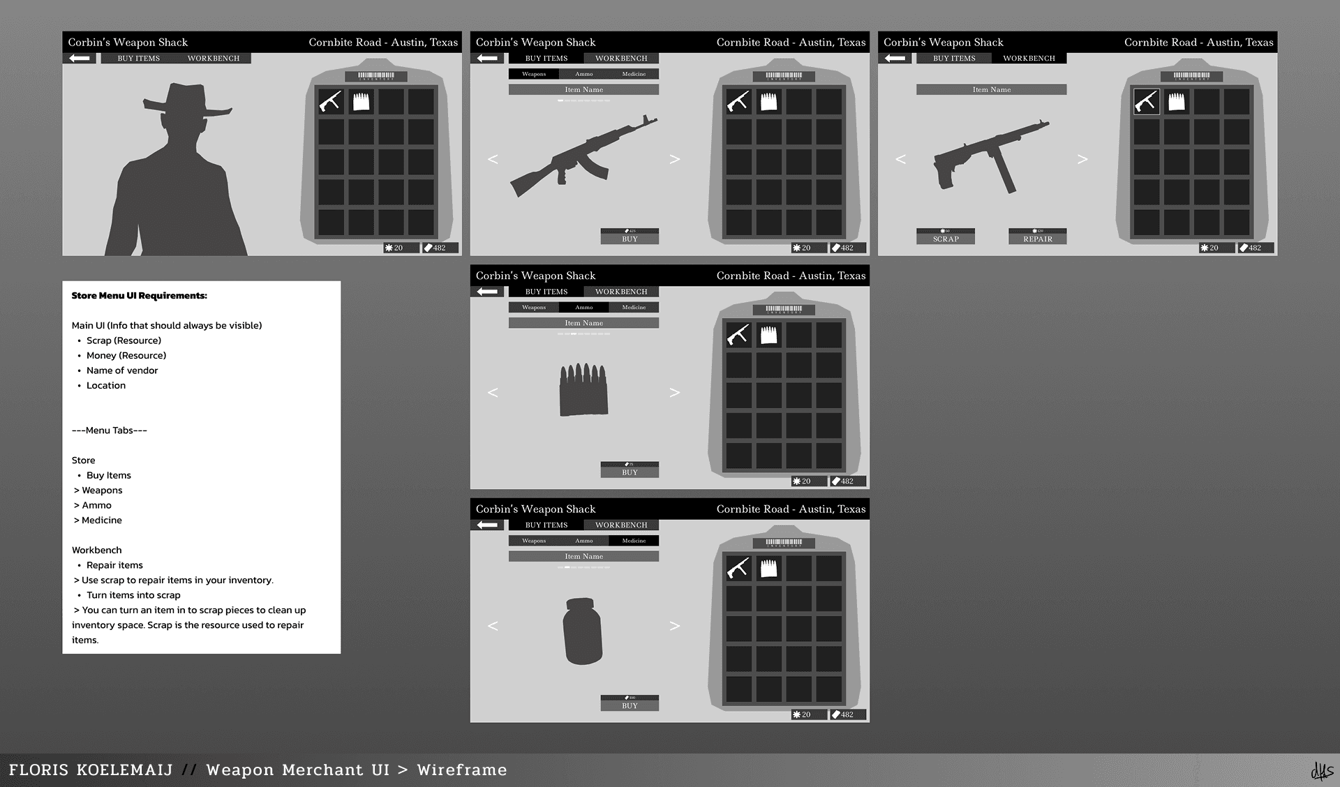 UI peeps challenge weapon merchant ui design wireframe