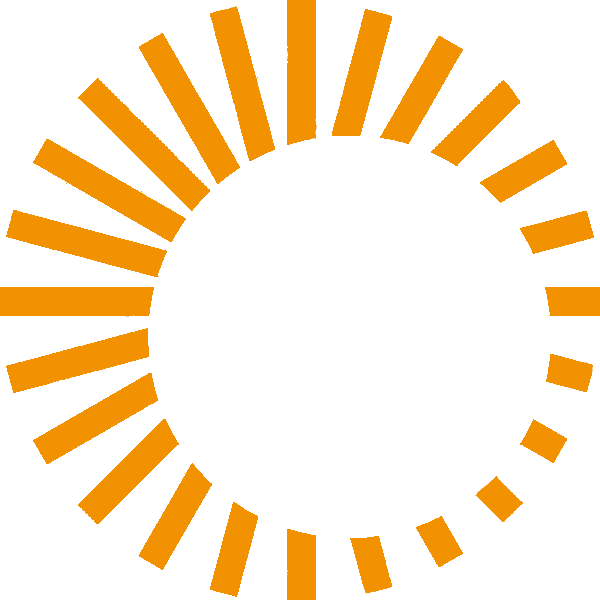 Ein orangener runder Kreis mit Lamellen dient als Favicon von regional Photovoltaik.