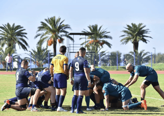 scrum between montenegro and bosnia players