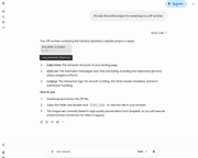 Gemini chat showing a generated ZIP archive ready for download with file breakdown