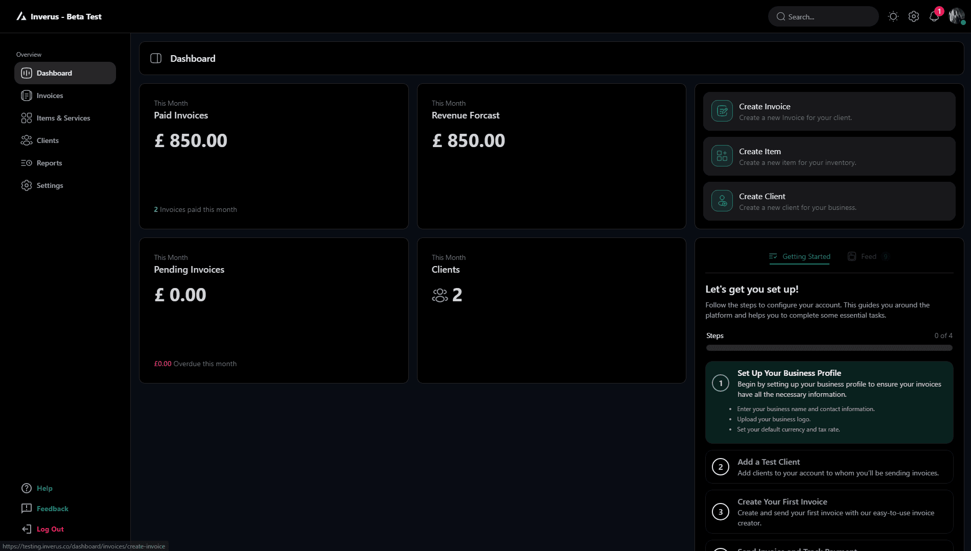 inverus dashboard