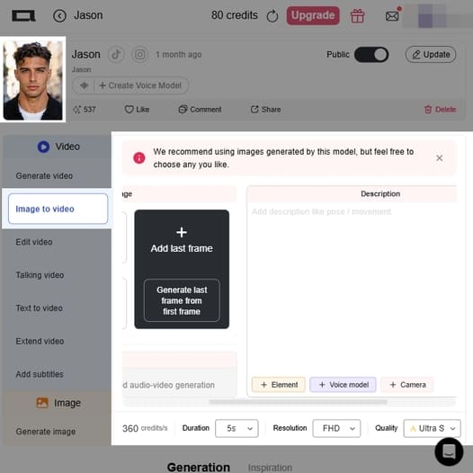 transformar foto em vídeo com IA/gerador de imagem para vídeo