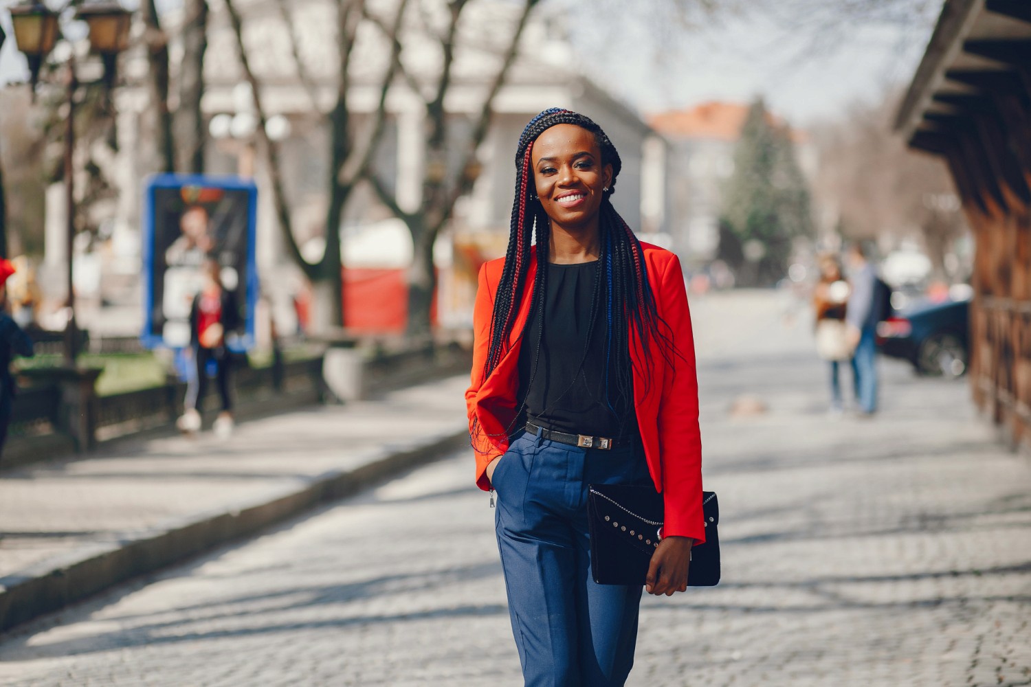 Lady walking in a street