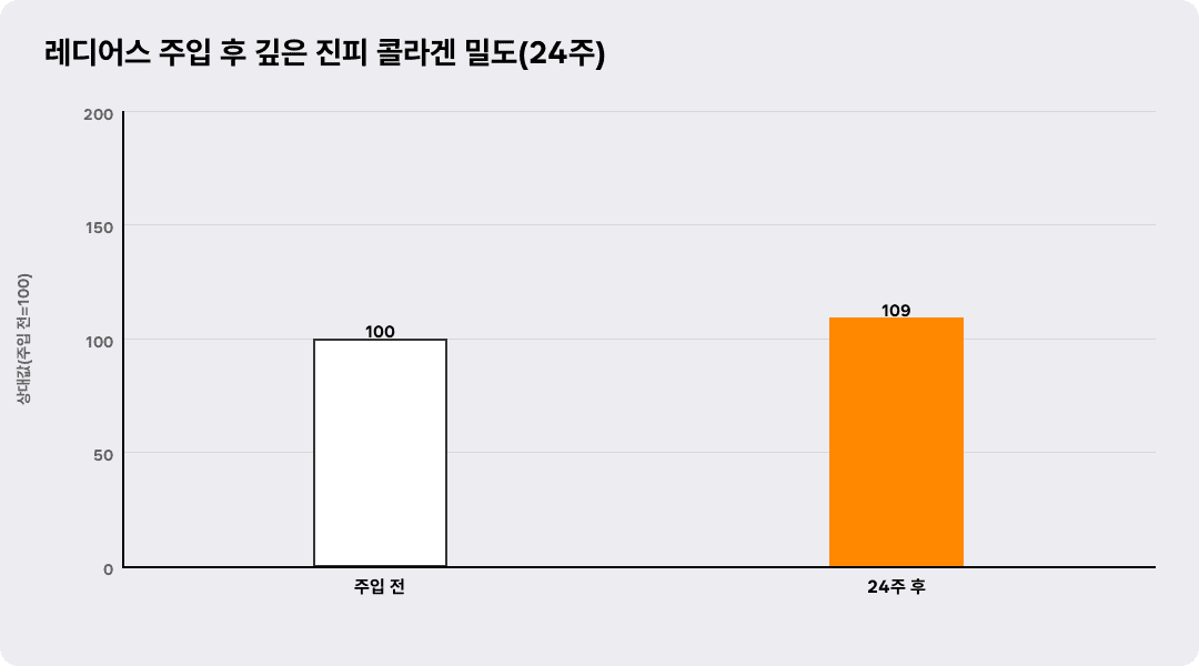 레디어스 주입 후 깊은 진피 콜라겐 밀도(24주)