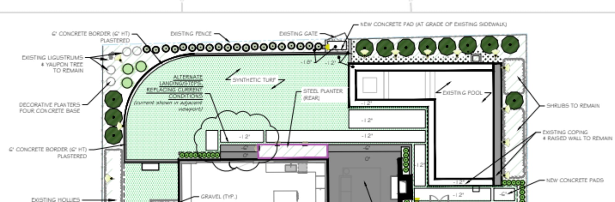 Blount Designs planting plan detail showing specified species including 