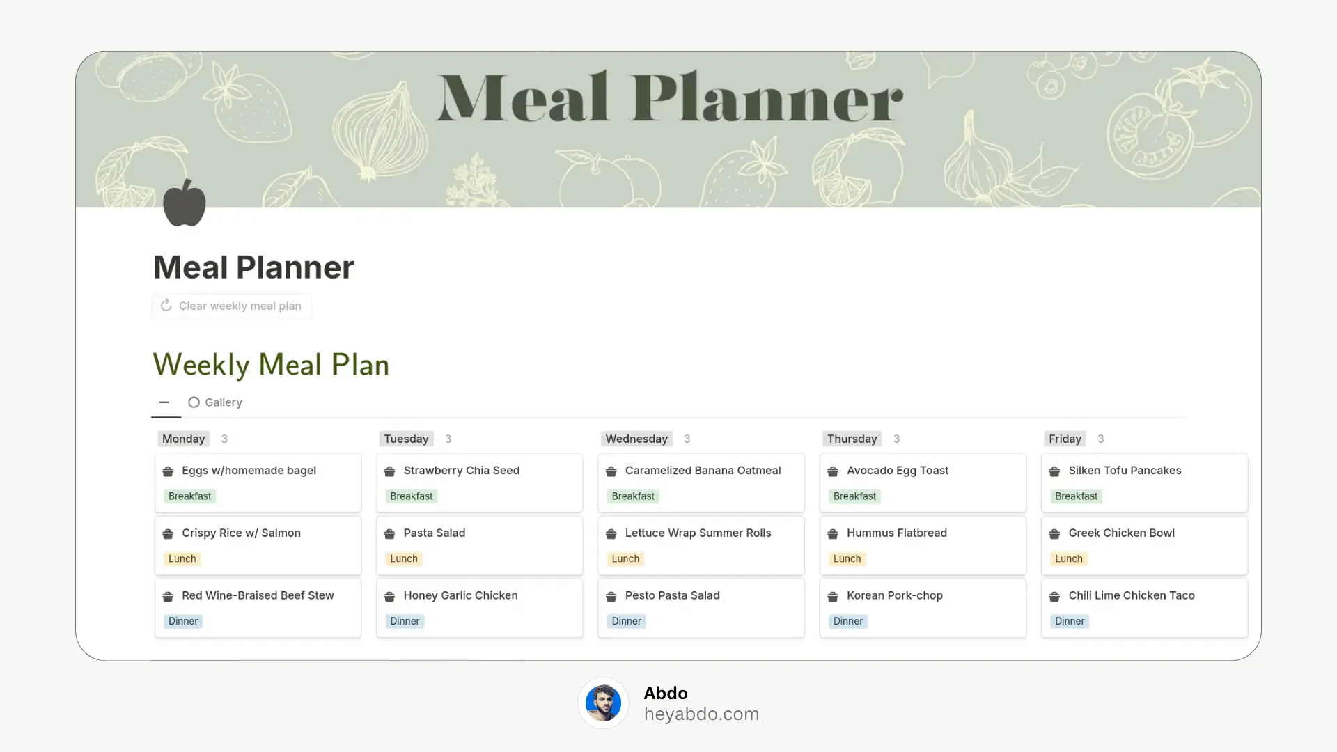 Notion Weekly Planner