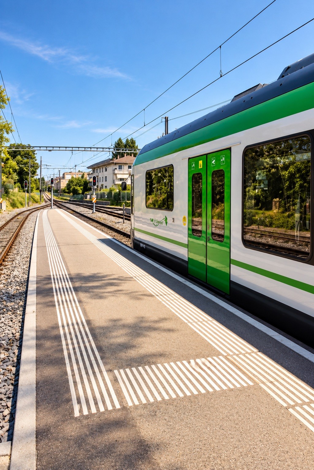 Le train Lausanne-Échallens-Bercher à Cheseaux, vingt minutes de Lausanne-Flon