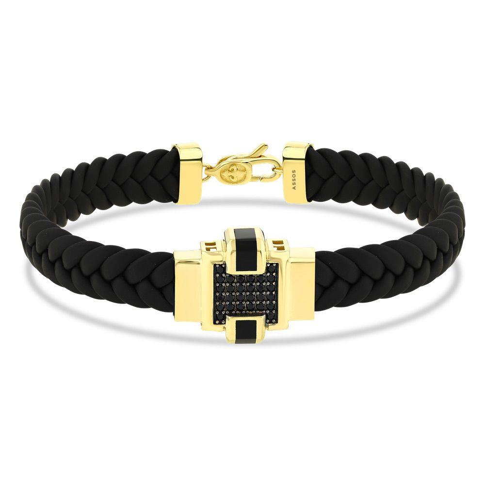 Assos Pırlanta 14 Ayar Altın Örgü Kordonlu Şık Erkek Bileklik