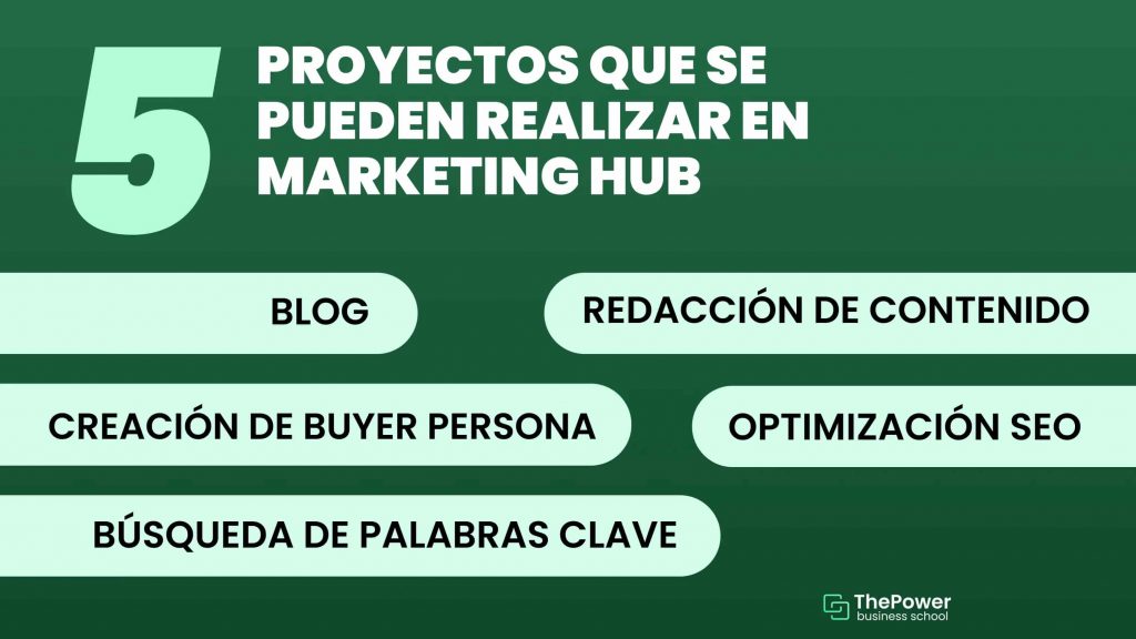 5 proyectos que se pueden realizar en Marketing HUb