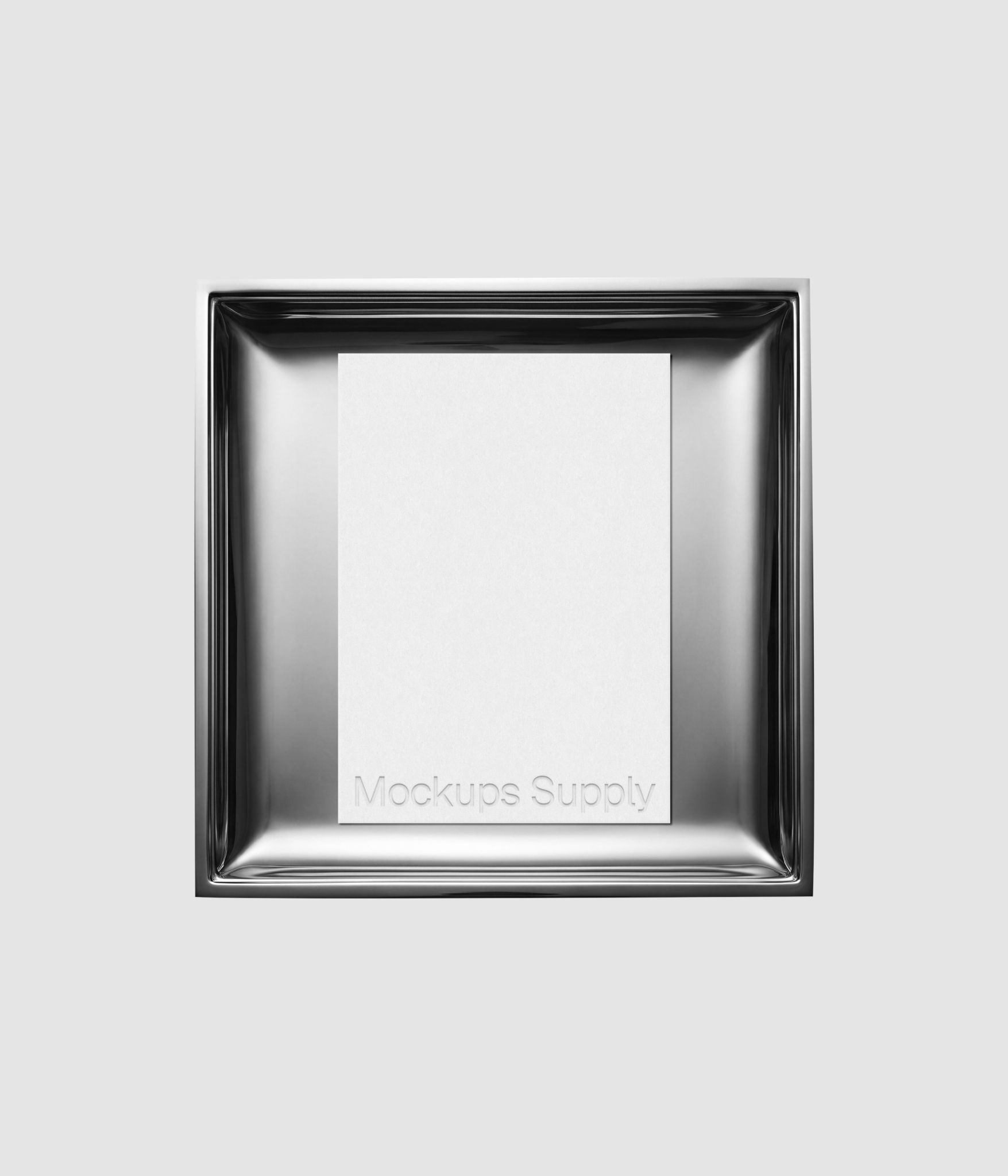 Menu card mockup with embossed typography on square metal plate for cafe branding and hospitality design showcase