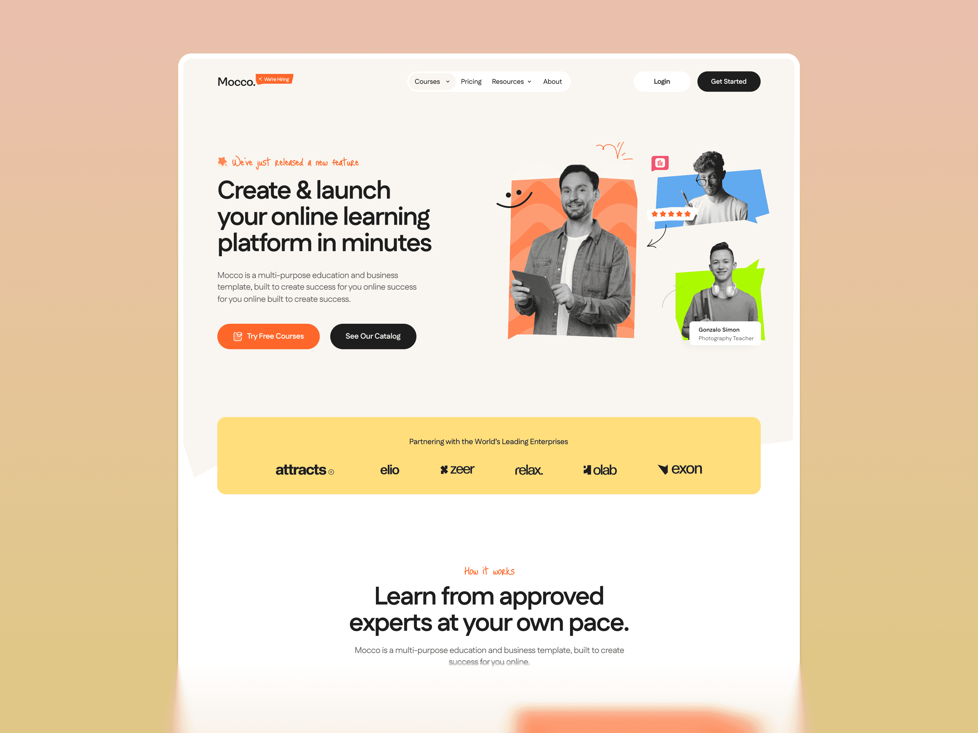 Webflow template built for educators and training platforms