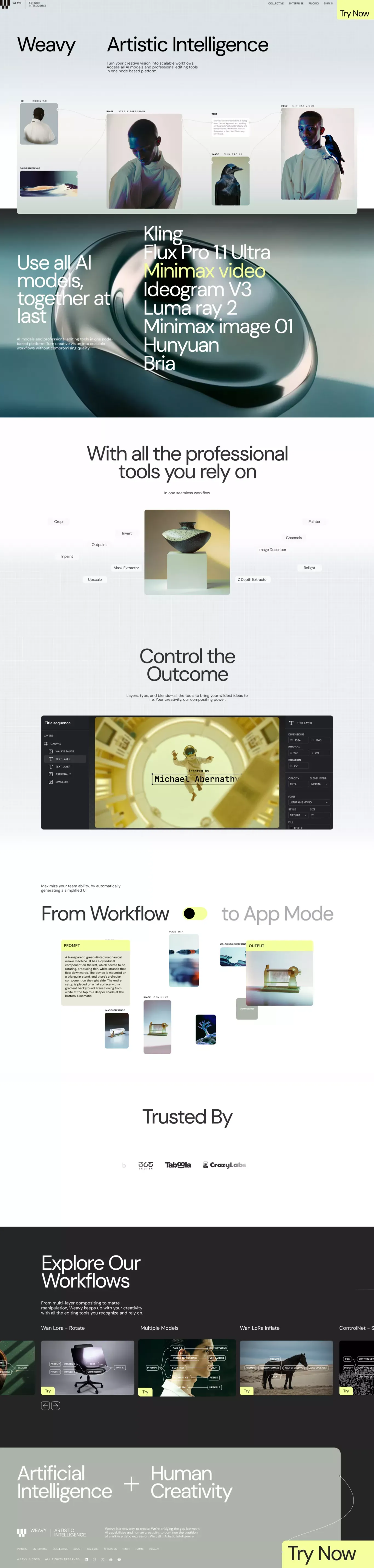 Weavy other page screenshot showcasing Art and Design design