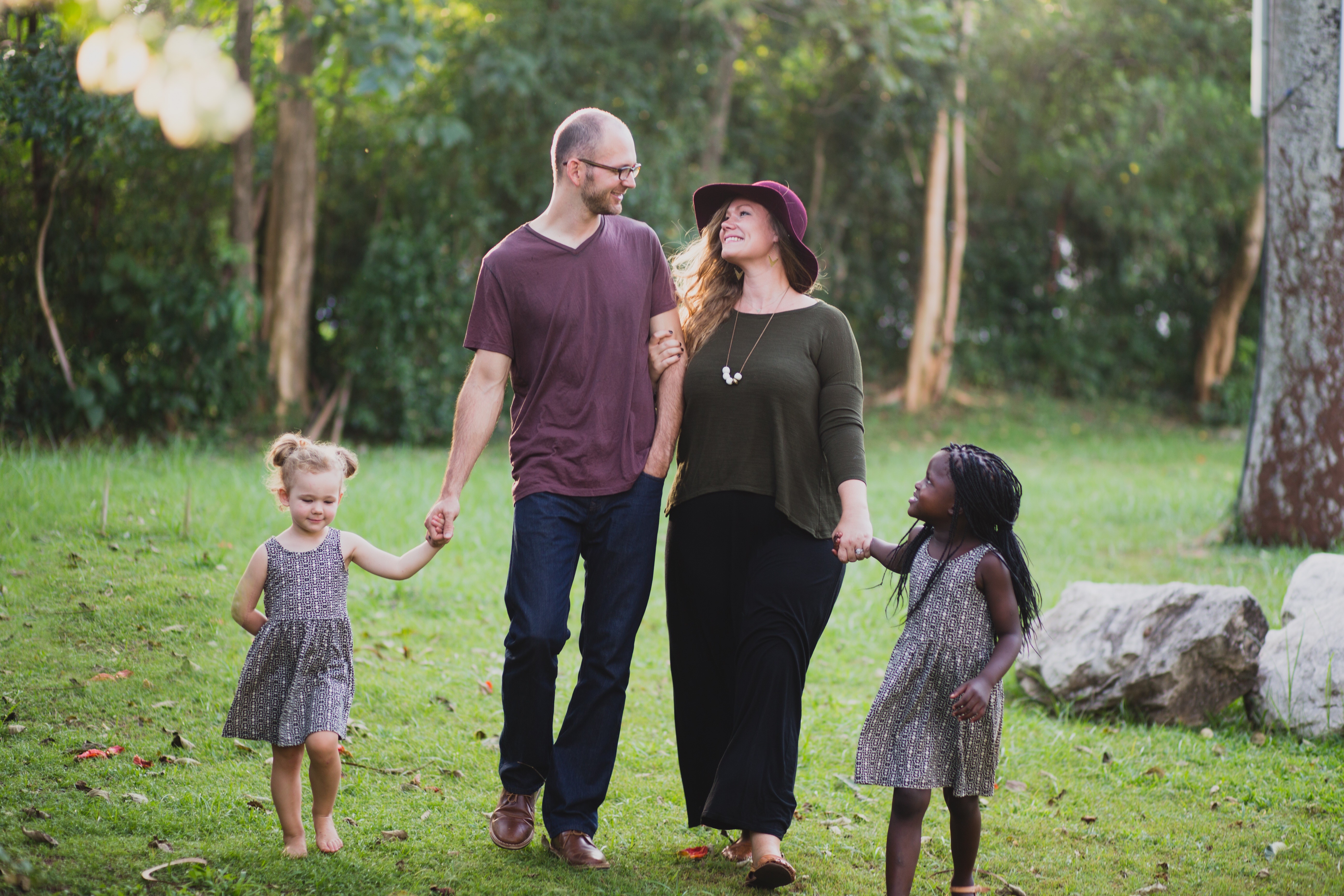Lauren Pinkston walking with her family