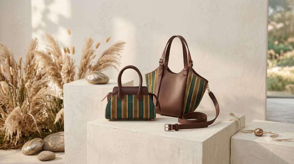 Brown and olive leather handbag collection