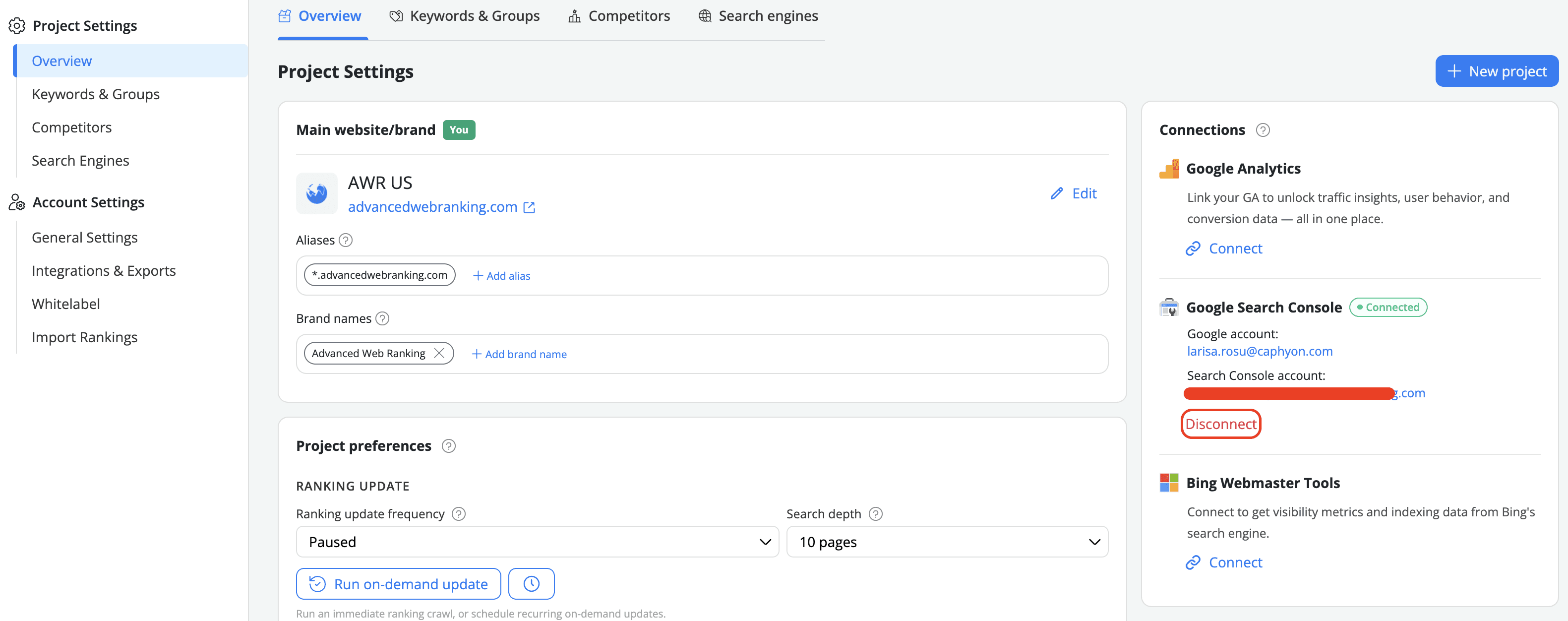 how-to-disconect-an-google-account-in-awr
