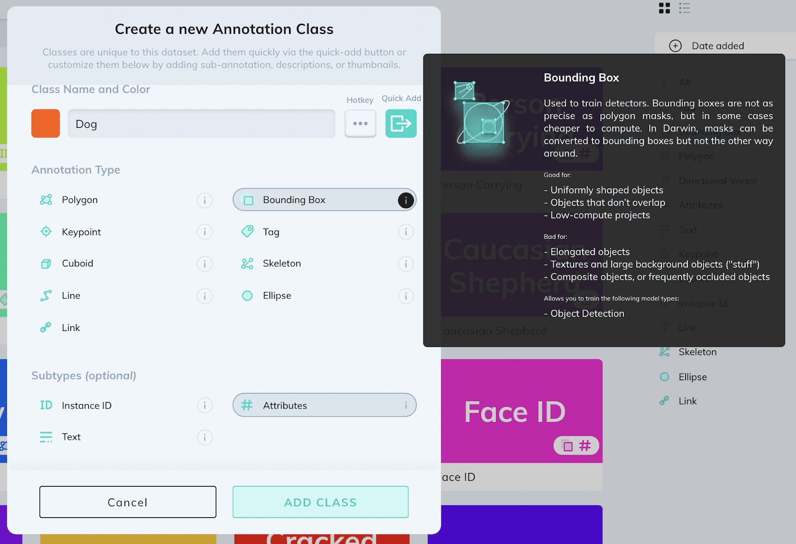 Bounding box annotation class creation in V7 