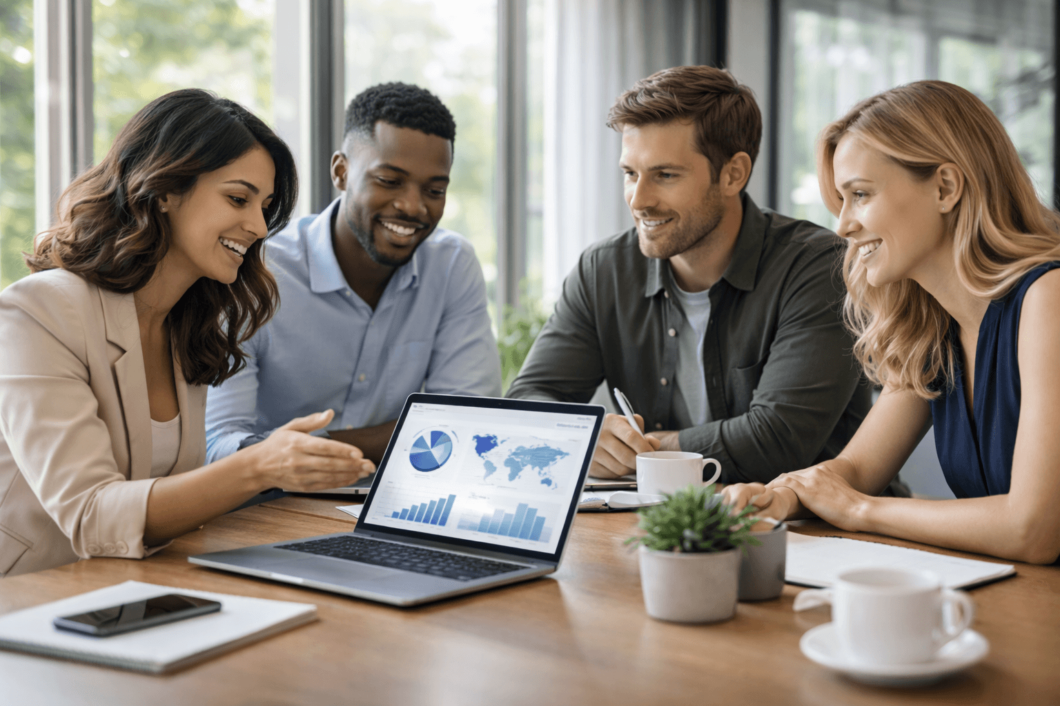 Two people planting together in a sunlit garden, wearing gloves and smiling while working