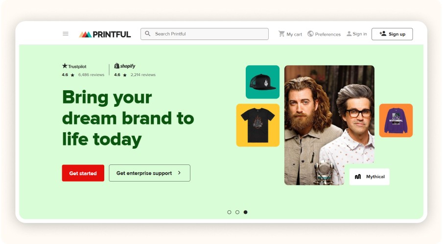 Printful homepage
