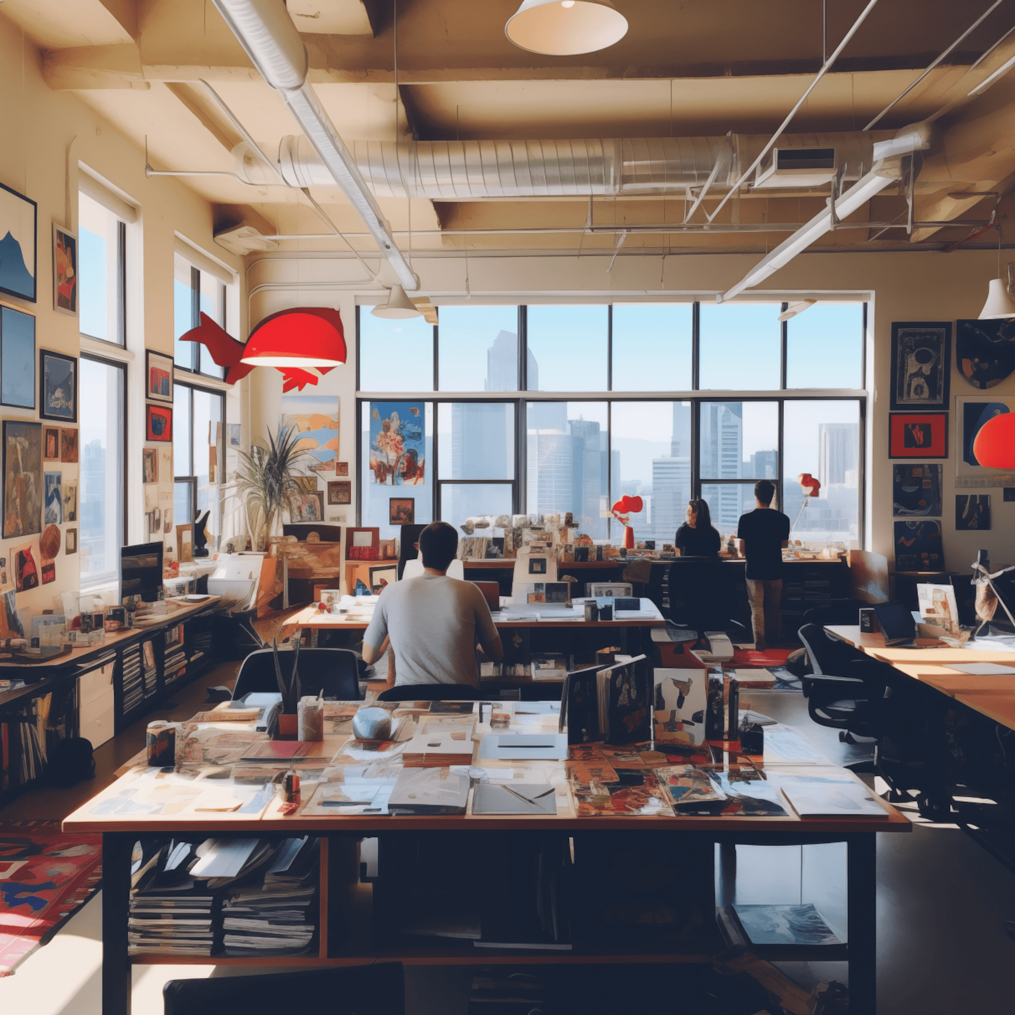 Open studio with desks and large windows