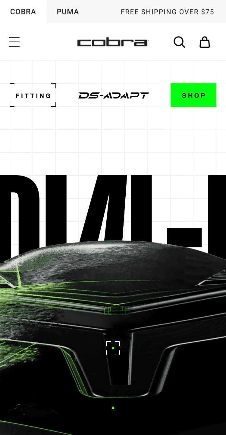 COBRA Golf DS-ADAPT header + Claim - mobile. Dial-in your game.