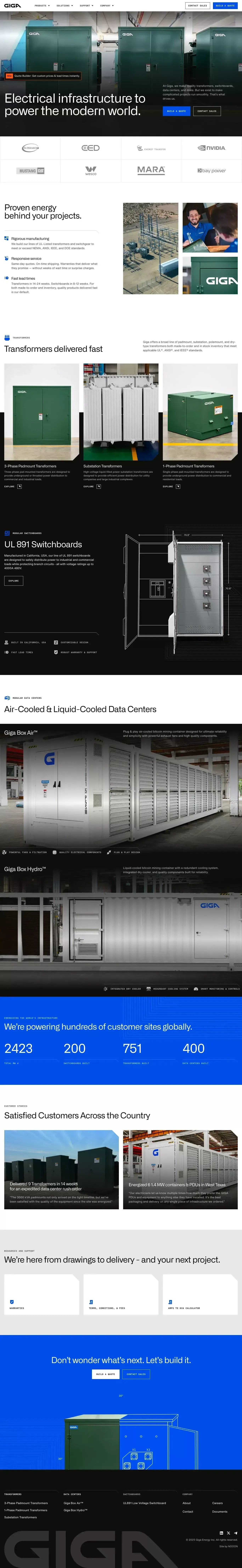Giga Energy landing page screenshot showcasing Tech design