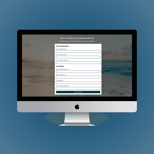 Splash image of the contact form