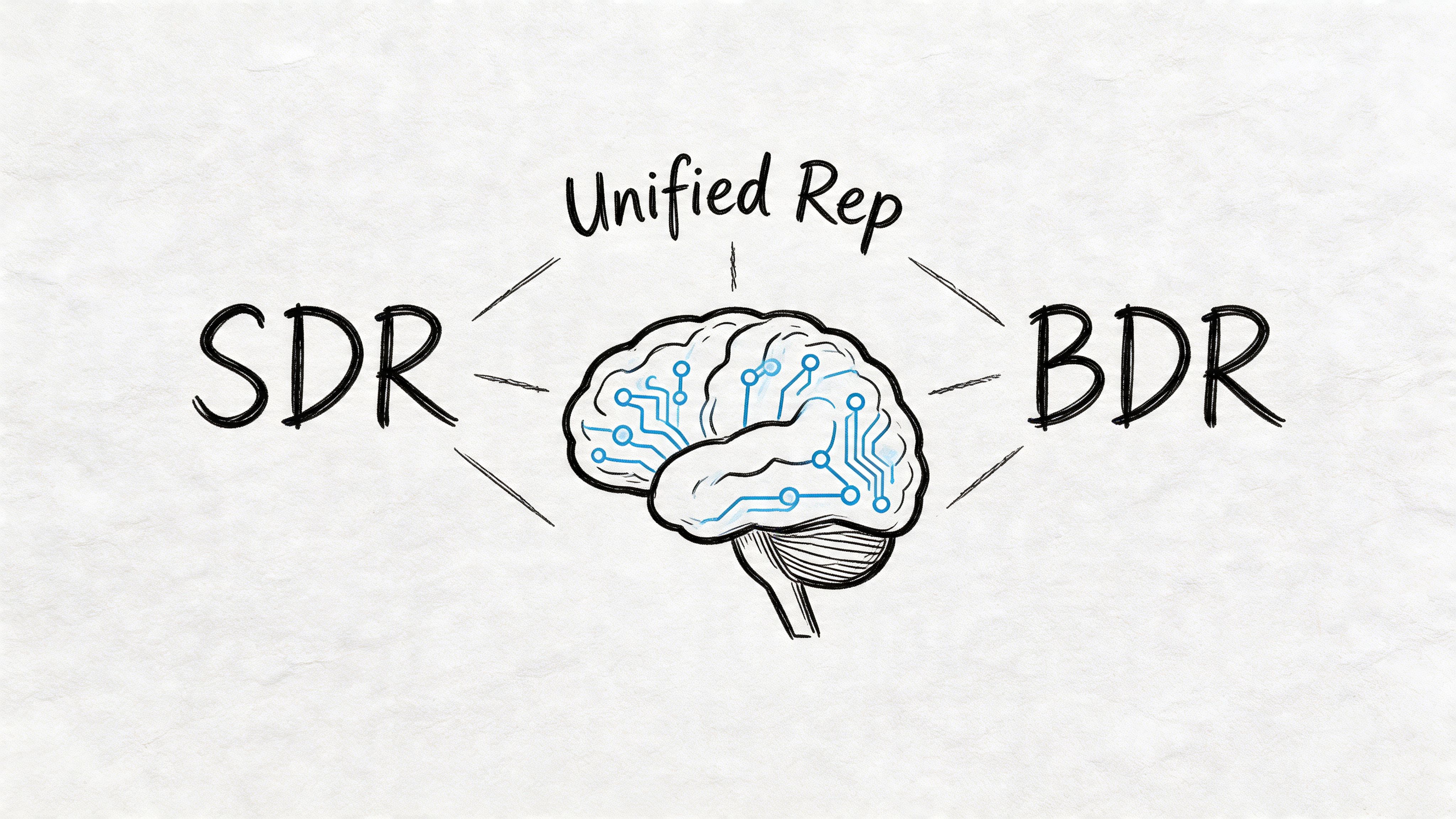 An illustration showing a human brain connected to both SDR and BDR labels for unified representation.