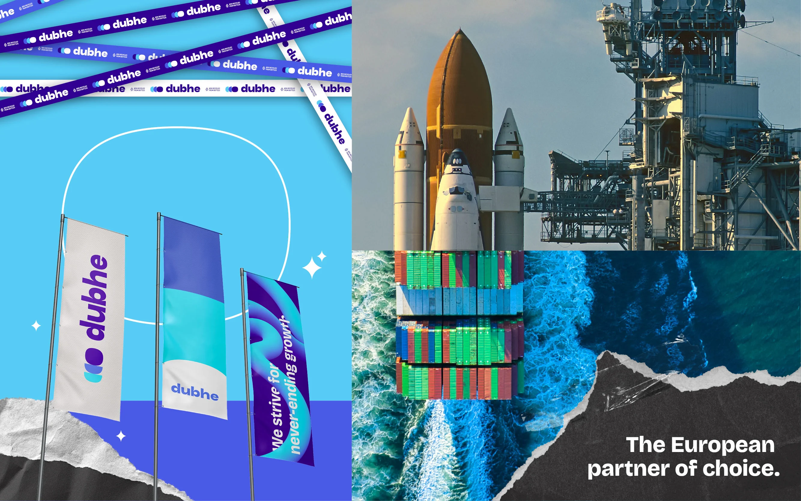 Collage di elementi brandizzati e trasporti