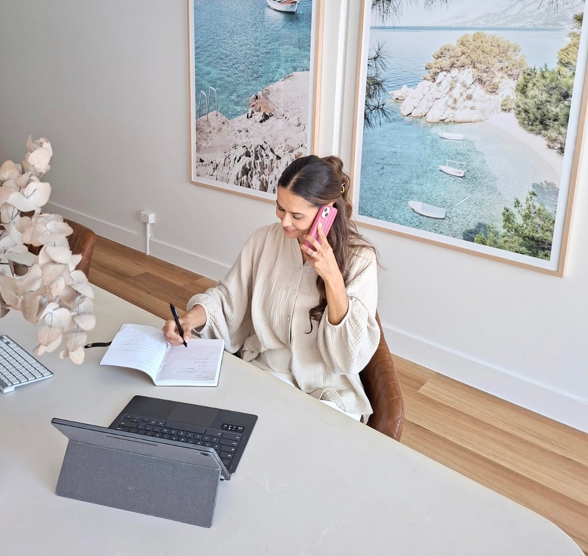 Team members discussing project details on a building site.