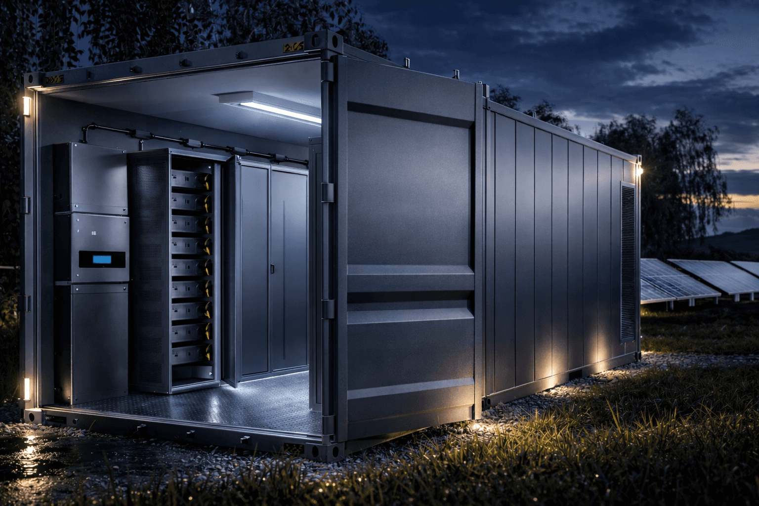 aerial photography of grass field with blue solar panels