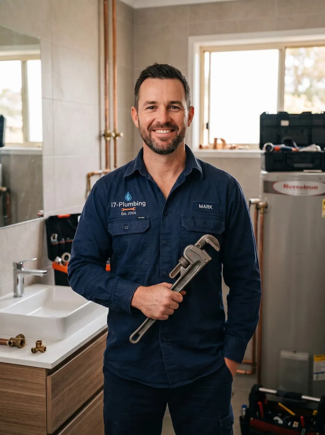 Professional plumber at work