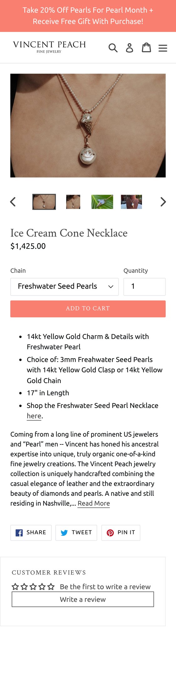 Jewelry product options include: necklace for Ice Cream Cone Necklace | Vincent Peach Fine Jewelry from Vincent Peach.