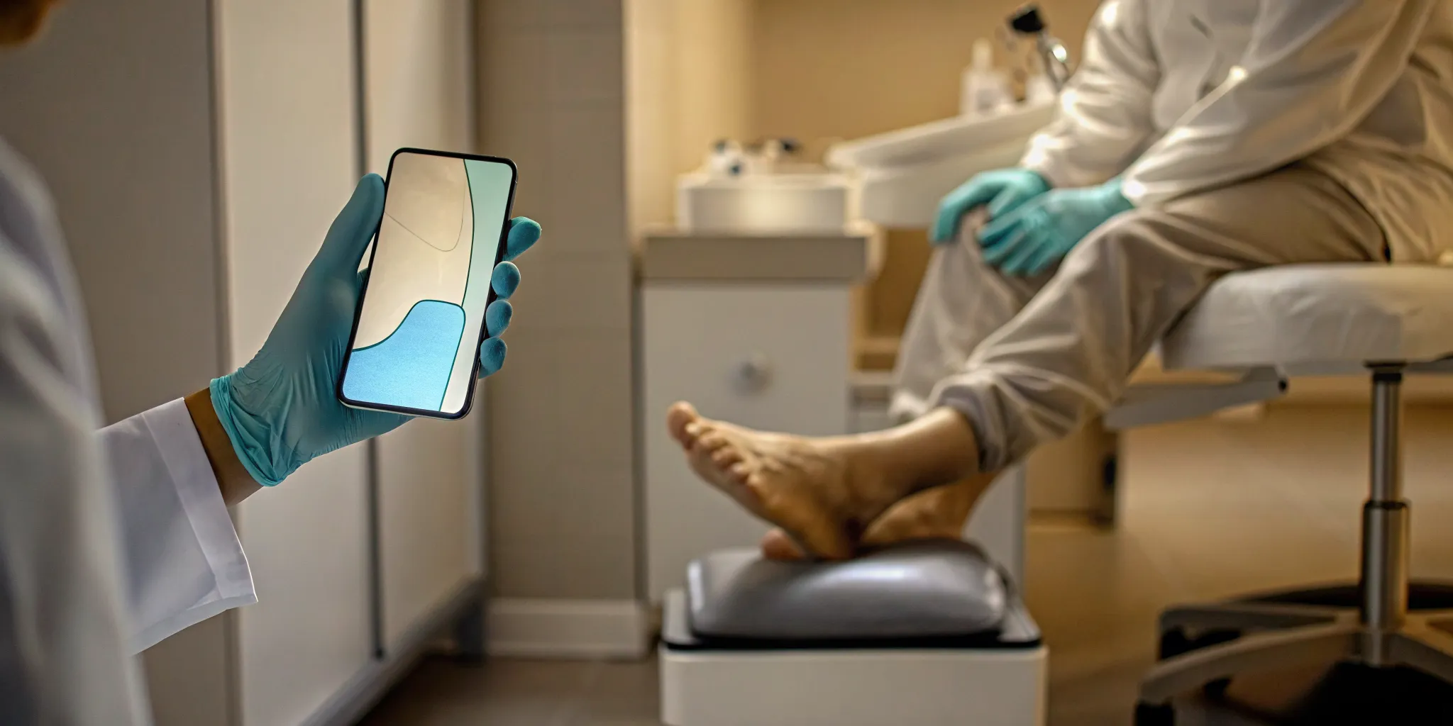 Podiatrist examining a patient's foot, a key step in finding expert podiatry near me.