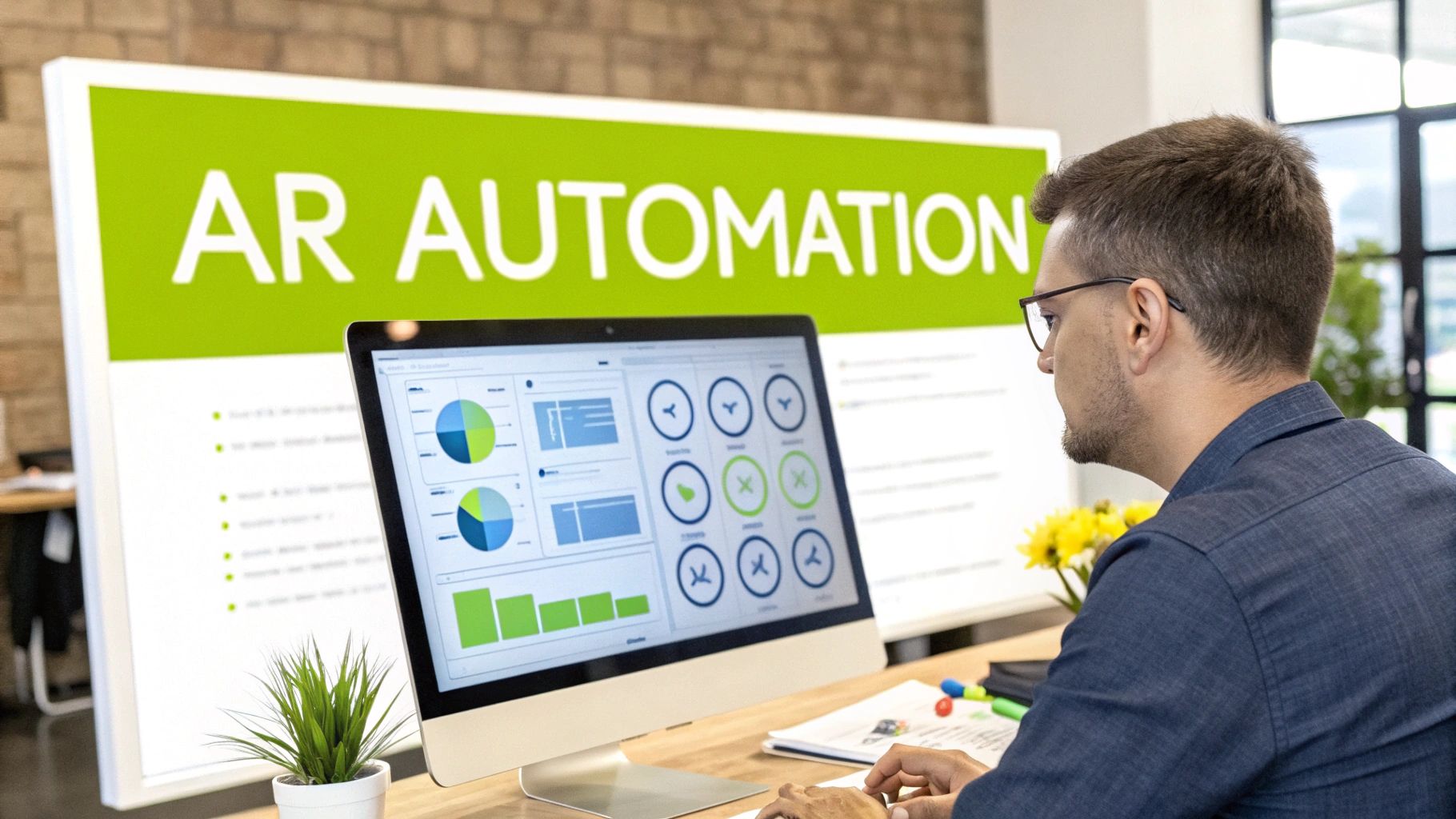 A person calmly managing a clean, automated financial dashboard.