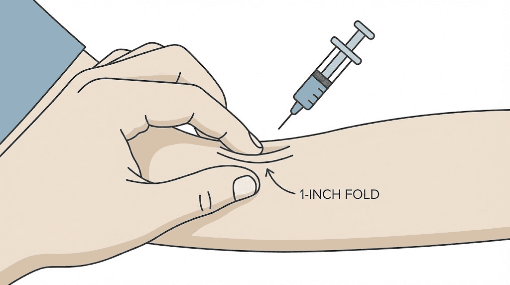 Proper skin pinch technique for tirzepatide subcutaneous stomach injection