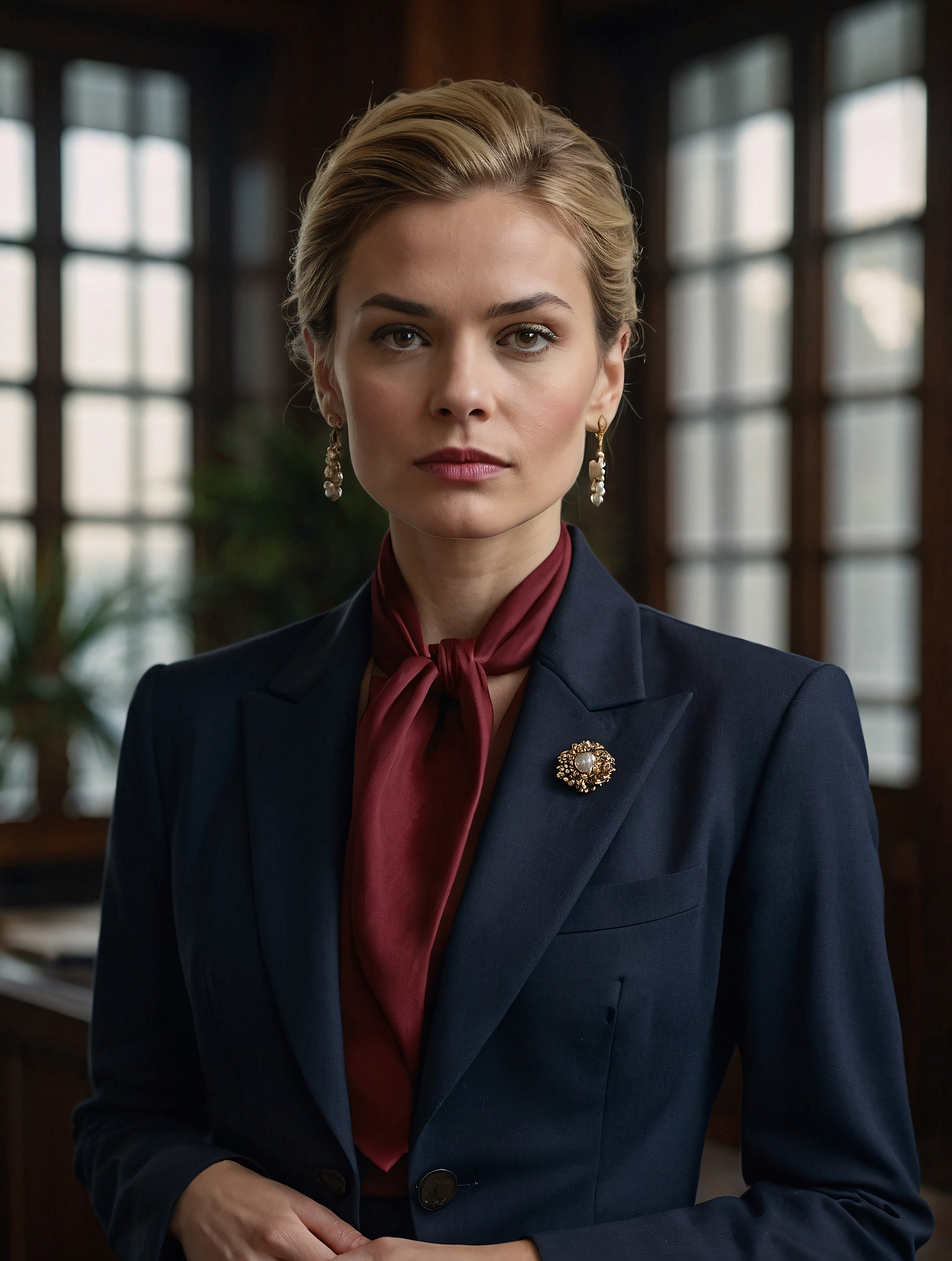 A smartly dressed woman in a business outfit