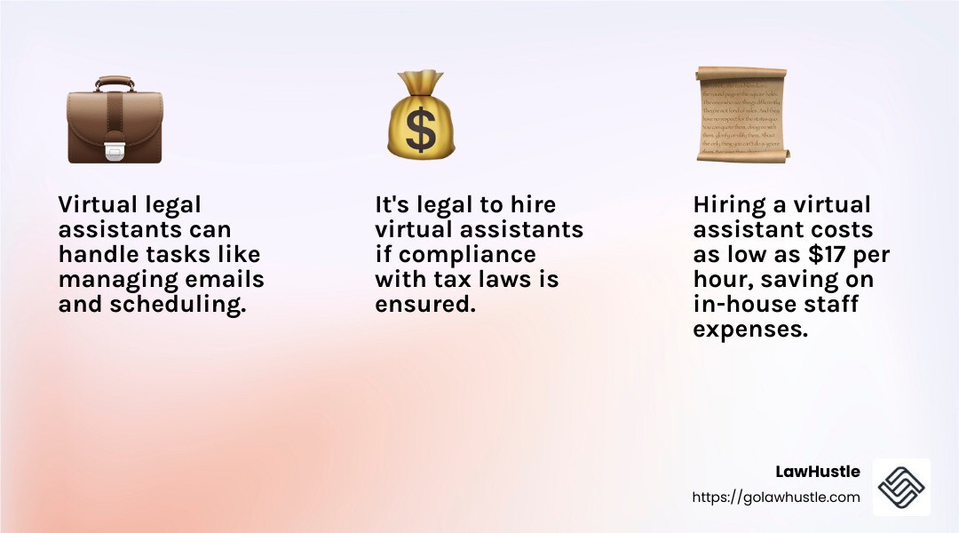 Hiring a virtual assistant is cost-effective and legally compliant - law firm virtual assistant infographic 3_facts_emoji_light-gradient